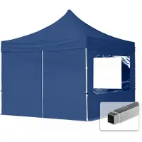 TOOLPORT 3x3 m Tonnelle pliante Alu, PES 700, côtés panoramiques, bleu foncé