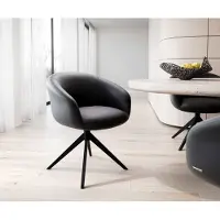 DELIFE Chaise-pivotante Vinka-Flex avec accoudoirs cuir de vache noir pied croisé large noir pivotement sur 360° ressorts ensachés