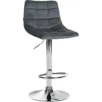 CLP Tabouret de bar Jerry, revêtement en velours, réglable en hauteur et pivotant à 360°. Couleur : gris foncé. Structure : chromée