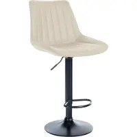CLP Tabouret de bar Toni en similicuir, pivotant et réglable en hauteur en continu, couleur crème, piètement noir