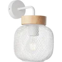 Brilliant Applique murale Giada, 26,5 cm, 1x E27, métal/bois, blanc/marron