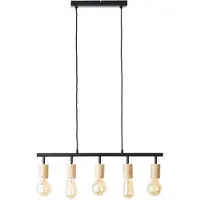 Brilliant Lampe Tiffany Suspension à 5 branches noir mat/naturel métal/plastique marron 5x A60, E27, 28 W
