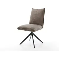 DELIFE Chaise-pivotante Lelio-Flex microvelours taupe vintage pied croisé large noir pivotement sur 360° fonction bascule ressorts ensachés