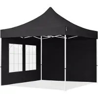 TOOLPORT 3x3 m Tonnelle pliante Acier, PES 700, côtés avec fenêtres, noir