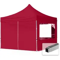 TOOLPORT 3x3 m Tonnelle pliante Alu, PES 700, côtés panoramiques, rouge