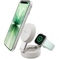 Belkin Chargeur Sans Fil Magnétique 2-en-1 Boostcharge Pro Qi2 25 W - Sable