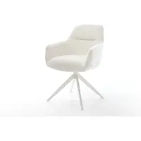 DELIFE Chaise-pivotante Pejo-Flex bouclé doux beige pied croisé large blanc pivotement sur 360° fonction bascule resorts ensachés