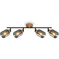 Briloner Spot, avec bois, verre fum , 4xE27/max.10W