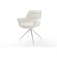 DELIFE Chaise-de-salle-à-manger Kaira-Flex bouclé doux beige pied croisé conique acier inoxydable