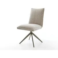 DELIFE Chaise-pivotante Lelio-Flex tissu tissé doux beige pied croisé large aspect titane pivotement sur 360° fonction bascule resorts ensachés