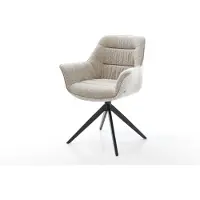 DELIFE Chaise-pivotante Kaira-Flex tissu tissé doux beige pied croisé large noir pivotement sur 360° fonction bascule