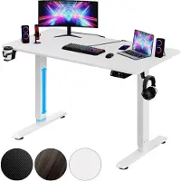 Casaria Bureau assis debout blanc 110x60x73-118cm avec écran LCD