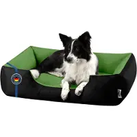 BedDog Lit pour chien LUPI, canapé pour chien, coussin lavable, GREEN-FIELD (noir/vert), (XL) env. 100 x 85 x 23 cm
