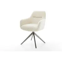DELIFE Chaise-pivotante Pejo-Flex tissu teddy beige pied croisé large grafiete pivotement sur 360° fonction bascule resorts ensachés