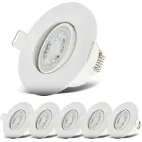 B.K.Licht Lot de 6 spots LED encastrables orientables IP65 – Salle de bain – Blanc chaud 3000K – 4,9W / 480lm chacun – 230V – Ø68mm