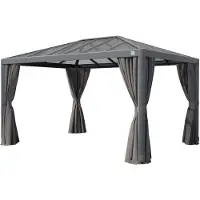TOOLPORT Tonnelle de Jardin 3x4 m avec Toit en Polycarbonate - Hardtop Pavillon avec 4 Parois latérales en gris