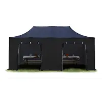 TOOLPORT 3x6 m Tonnelle pliante Acier, PES 750, côtés sans fenêtre, noir