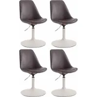 CLP - Ensemble de 4 chaises de salle à manger Maverick, revêtues de similicuir, pivotantes et réglables en hauteur, couleur marron, structure blanche