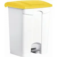 Helit H2402218 Poubelle à pédale « the step », 70 litres, blanc/jaune