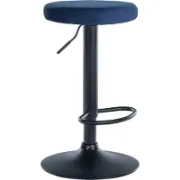 CLP Tabouret de bar Ponte, revêtement en velours bleu, piètement noir