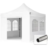 TOOLPORT 3x3 m Tonnelle pliante Acier, PES 750, côtés avec fenÃªtres, blanc