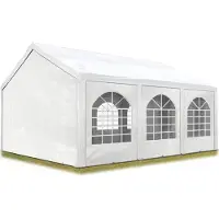 Profizelt24 TOOLPORT Tente de réception 4x6 m, toile de haute qualité env. 450 N PE blanc construction en acier galvanisé avec raccordement par vissage