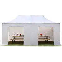 TOOLPORT 3x6 m Tonnelle pliante Acier, PES 750, côtés sans fenêtre, blanc