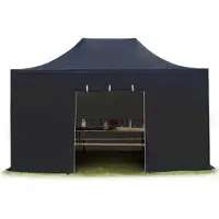 TOOLPORT 3x4,5 m Tonnelle pliante Acier, PES 750, côtés sans fenÃªtre, noir