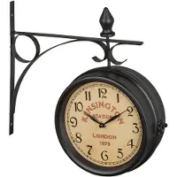 Relaxdays Horloge de gare double face RD39586 noir, 22cm