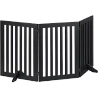 Relaxdays - Barrière De Sécurité, H X L : 70 X 154 Cm, 3 Panneaux, Pliable, Avec Pieds, Non Fixe, Pour Chiens, Mdf, Noire