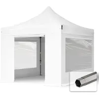 TOOLPORT 3x3 m Tonnelle pliante Acier, PES 750, blanc