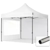 TOOLPORT 3x3 m Tonnelle pliante Acier, PES 750, côtés panoramiques, blanc