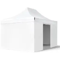 TOOLPORT 3x4,5 m Tonnelle pliante Acier, PVC 800, côtés sans fenÃªtre, blanc