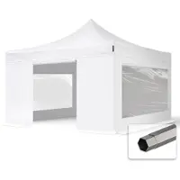 TOOLPORT 4x4 m Tonnelle pliante Acier, PVC 800, côtés panoramiques, blanc