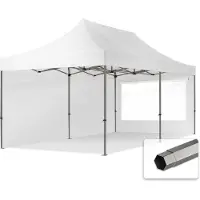 TOOLPORT 3x6 m Tonnelle pliante Acier, PES 750, côtés panoramiques, blanc