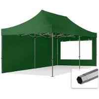 TOOLPORT 3x6 m Tonnelle pliante Acier, PES 750, côtés panoramiques, vert foncé