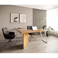 DELIFE Bureau Live-Edge 170x170 acacia nature cadre gris tronc d'arbre