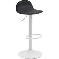 CLP Tabouret de bar Lana V2 en similicuir, pivotant et réglable en hauteur en continu, structure noire, couleur blanche