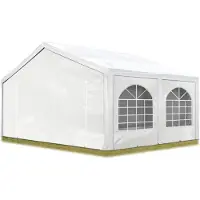 TOOLPORT Tente de réception 5x5 m, toile de haute qualité env. 450 N PE blanc construction en acier galvanisé avec raccordement par vissage
