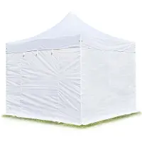 TOOLPORT 3x3 m Tonnelle pliante Acier, PES 750, côtés sans fenêtre, blanc