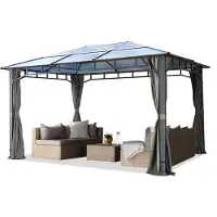 TOOLPORT Tonnelle de jardin 3x4 m structure aluminium - toit polycarbonate env. 8 mm - pavillon gris