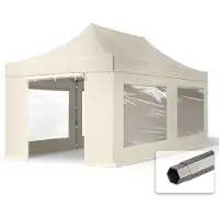 TOOLPORT 3x6 m Tonnelle pliante Acier, PES 750, côtés panoramiques, crème