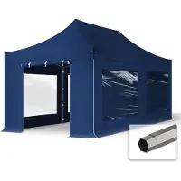 TOOLPORT 3x6 m Tonnelle pliante Acier, PES 750, côtés panoramiques, bleu