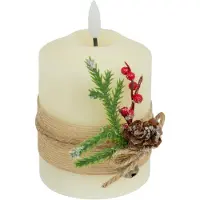 Atmosphera Bougie décorative à LED en paraffine, 10 cm, blanche