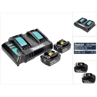 Makita Power Source Kit 18 V avec 2x BL 1850 B 5,0 Ah batterie ( 197280-8 ) + DC 18 SH double chargeur ( 199687-4 )