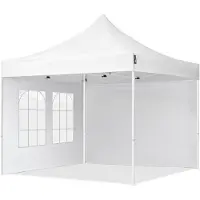 TOOLPORT 3x3 m Tonnelle pliante Acier, PES 700, côtés avec fenêtres, blanc