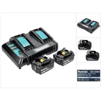 Makita Power Source Kit 18 V avec 2x BL 1830 B batterie 3,0 Ah ( 197599-5 ) + DC 18 SH chargeur double ( 199687-4 )