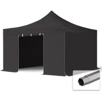 TOOLPORT 4x4 m Tonnelle pliante Acier, PVC 800, côtés sans fenêtre, noir