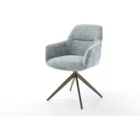 DELIFE Chaise-pivotante Pejo-Flex chenille bleu pastel pied croisé large aspect titane pivotement sur 360° ressorts ensachés