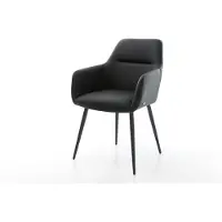 DELIFE Chaise-de-salle-à-manger Pejo-Flex cuir de vache noir 4 pieds coniques noir ressorts ensachés